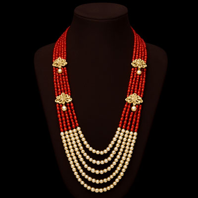 "Pearl and Beads 5 line Necklace set - Click here to View more details about this Product